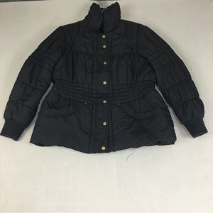 Torrid Quilted Peplum Puffer Jacket Women’s Plus Size 0 Black Pockets Zip Snap